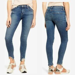 CURRENT/ELLIOT Stiletto High Waist Ragged Hem Distressed Ankle Skinny Jeans 25